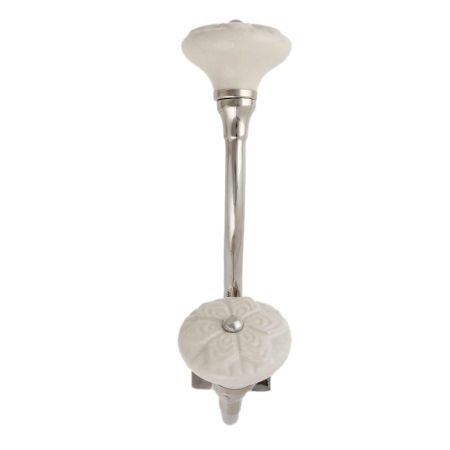 Cream Wheel Flower Ceramic Silver Iron Hook